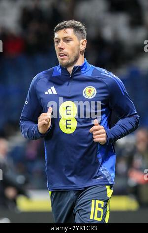 SCOTT McKENNA, Scottish professional football player in training at a prematch warm-up session. Stock Photo