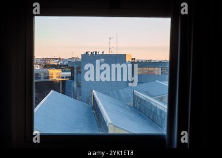 View through modern building window Stock Photo