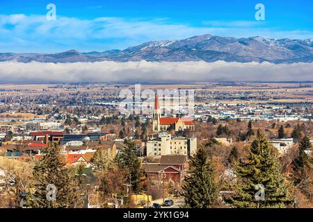 City panorama of Helena, MT with Cathedral of St Helena Stock Photo