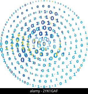 Binary circle. Visualization of an Wi-Fi hotspot or Broadband digital broadcast. Vector graphics Stock Vector
