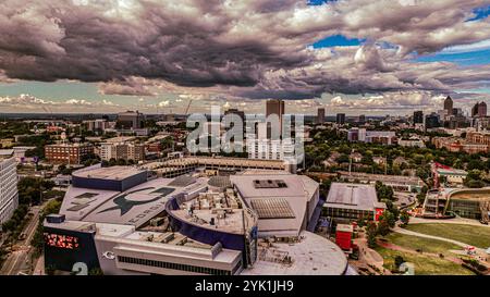 Stunning aerial views of downtown Atlanta featuring the iconic SkyView ...
