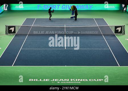 Malaga, Malaga, Spain. 16th Nov, 2024. Impressions, before the Team presentation, emty court during the 2024 Billie Jean King Cup Finals - Womens Tennis (Credit Image: © Mathias Schulz/ZUMA Press Wire) EDITORIAL USAGE ONLY! Not for Commercial USAGE! Stock Photo