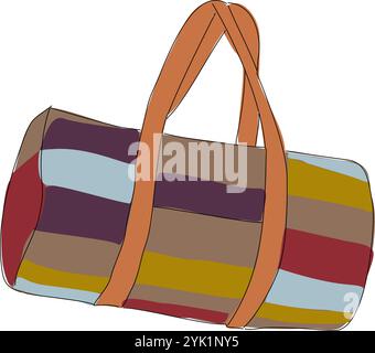 Colorful flat vector illustration of duffle bag Stock Vector