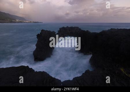 The Fajã da Ribeira d’Areia is located in the North of the São Jorge island, Azores. Stock Photo