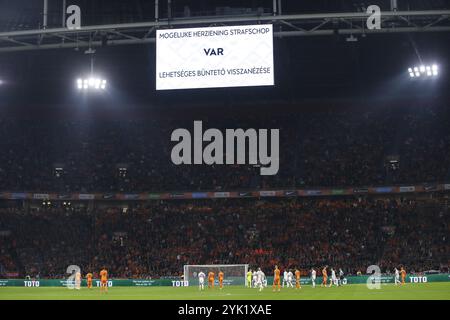 AMSTERDAM - Video assistant referee (VAR) during the UEFA Nations League match between the Netherlands and Hungary at the Johan Cruyff ArenA on Nov. 16, 2024 in Amsterdam, Netherlands. ANP BART STOUTJESDIJK Stock Photo