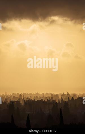 landscape at sunset with dramatic sky in Reggio Emilia, Italy Stock ...