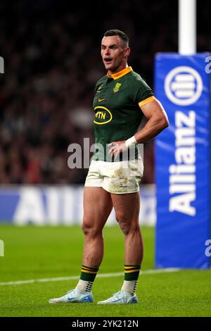 London, England. 16th November, 2024. South Africa's Jesse Kriel during the 2024 Autumn Nations Series match between England and South Africa at Allianz Stadium, Twickenham. Credit: Ben Whitley/Alamy Live News Stock Photo