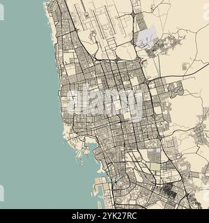Vector city road map of Jeddah, Saudi Arabia Stock Vector Image & Art ...