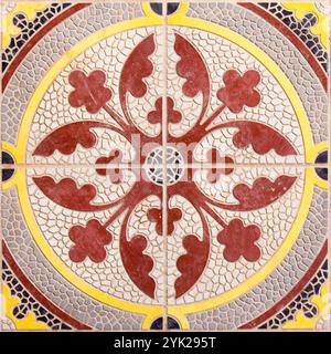 Tiles with pattern of old Arabic ethnic ornament design - floor decoration Stock Photo