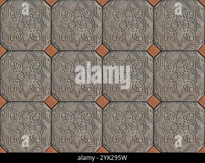 Tiles with a seamless pattern of old Arabic ethnic ornaments design - floor decoration Stock Photo
