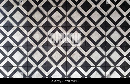 Black and white basic tiles texture can be used as floor decoration or wall tapestry Stock Photo