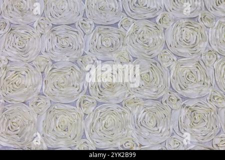 Elegant White Floral Textile Background with Soft Fabric Texture Stock Photo