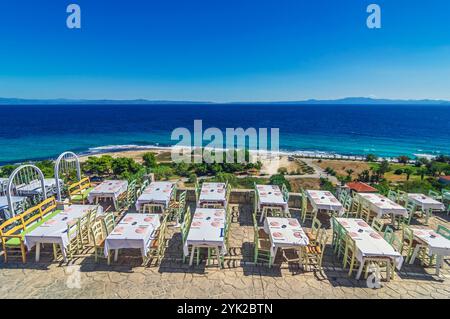 City view of Afitos, it is located between Nea Fokea and Kallithea and belongs to the municipality of Kassandra, Chalkidiki, in Greece Stock Photo