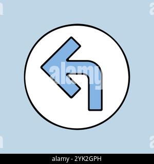 Turn left arrow vector icon. Navigation sign. Graph symbol for travel and tourism web site and apps design, logo, app, UI Stock Vector