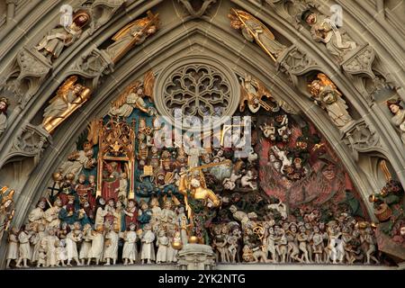 Switzerland, Berne, St Vincent Cathedral, main portal, tympanum Stock Photo