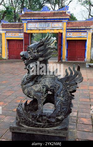 Vietnam, Hue, Citadel, Imperial Enclosure, statue, gate Stock Photo