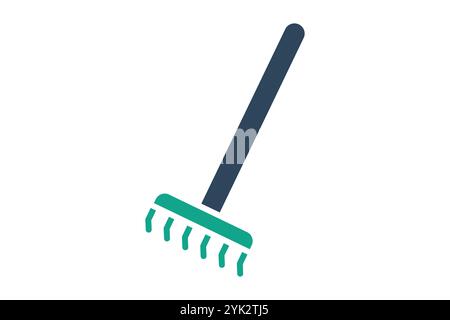 Rake icon. solid icon style. icon related to gardening. gardening tools elements vector illustration Stock Vector