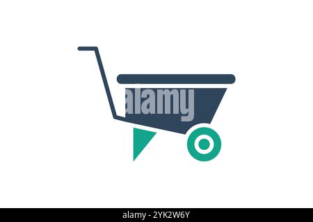 Wheelbarrow icon. solid icon style. icon related to gardening. gardening tool elements vector illustration Stock Vector