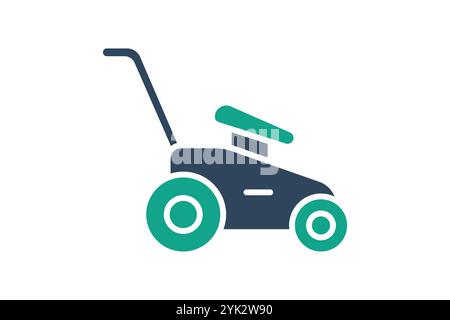Lawn mower icon. solid icon style. icon related to gardening. gardening tools elements vector illustration Stock Vector