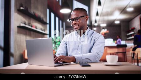Work And Study On Laptop Computer. Student Typing Stock Photo