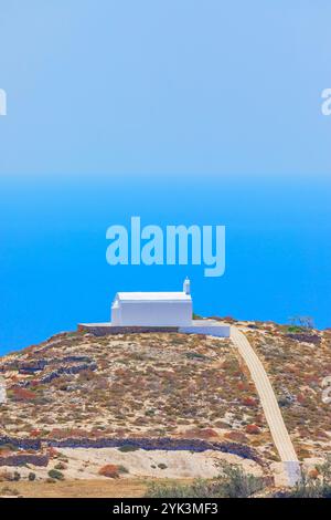 View of Folegandros Island multicolored rocks coastline, Chora, Folegandros Island, Cyclades Islands, Greece Stock Photo