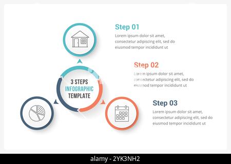 Circle infographics template with three elements, can be used as process diagram, steps, options, vector eps10 illustration Stock Vector