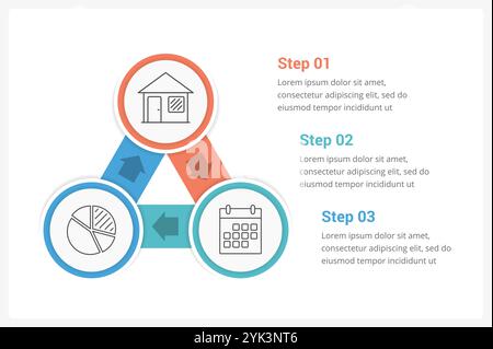 Circle infographics template with three elements, vector eps10 illustration Stock Vector