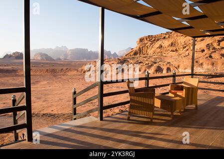 'Suncity Camp' in the désert of Wadi Rum, UNESCO World Heritage site, Jordan, Near East, Southern Levant, West Asia Stock Photo