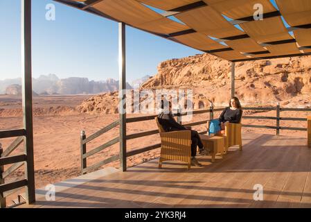 'Suncity Camp' in the désert of Wadi Rum, UNESCO World Heritage site, Jordan, Near East, Southern Levant, West Asia Stock Photo