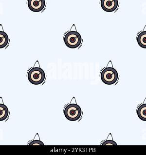 Vector seamless pattern with dartboard. Hand drawn background related to board games, leisure, sports and hobbies Stock Vector