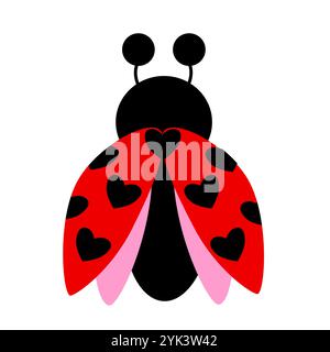cute ladybug with hearts on a white background. hand drawn. vector Stock Vector
