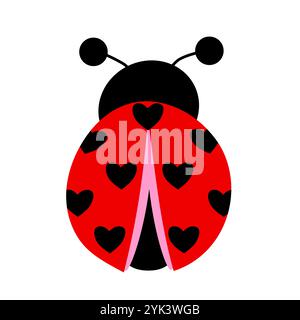 cute ladybug with hearts on a white background. hand drawn. vector Stock Vector