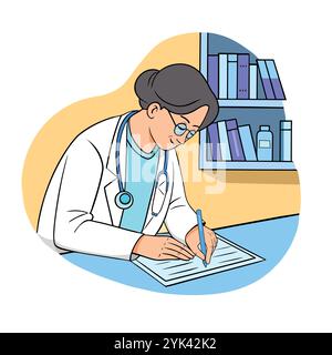 A female doctors taking notes vector illustration Stock Vector