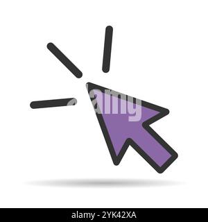 Click arrow mouse shadow icon, web button cursor. Digital design vector illustration . Stock Vector