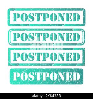 Set of Postponed stamp symbol, label sticker sign button, text banner vector illustration . Stock Vector