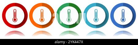 Thermometer vector icons, flat icon set for logo design, webdesign and mobile applications, colorful web button collection in eps 10 Stock Vector