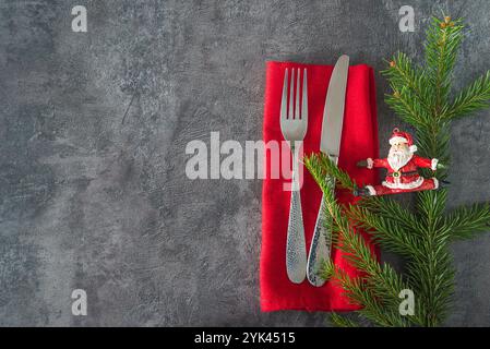 Festive place setting for christmas holiday dinner Stock Photo