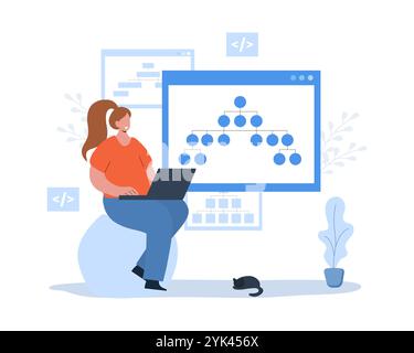 Sitemap creation. Website optimization concept. Web development and web page structure. Build XML map with lists the URLs. UX designer workflow Stock Vector