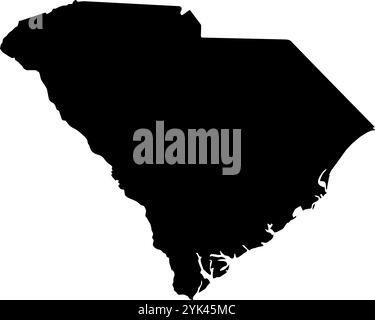 South Carolina state outline administrative and political map in black ...