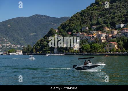 A picture of the edge of Lake Como as seen from the city of Como. Stock Photo