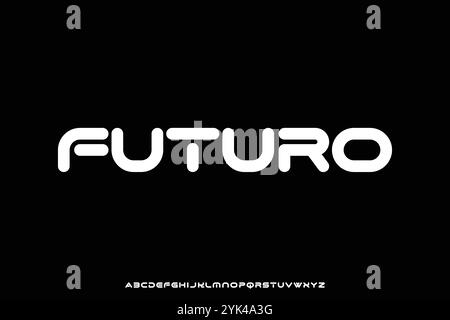 Modern futuristic rounded sans serif alphabet display font vector Stock Vector