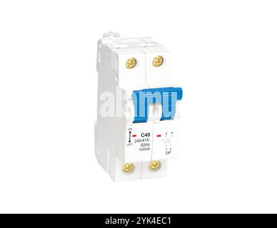 MCB Miniature Circuit Breakers Isolated on White Background Stock Photo