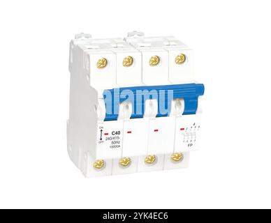 MCB Miniature Circuit Breakers Isolated on White Background Stock Photo