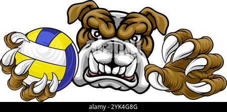 Bulldog Dog Volleyball Volley Ball Animal Mascot Stock Vector