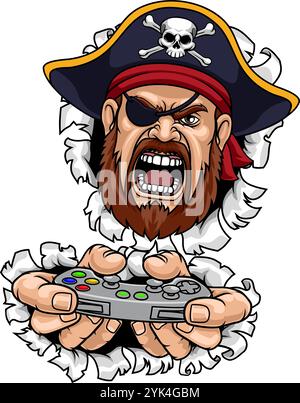 Pirate Gamer Sports Team Mascot Stock Vector