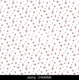 red Star seamless Pattern on White transparent Background. Vector graphic illustration Stock Vector