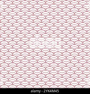 Traditional Japanese Chinese asian seamless pattern. red waves sea graphic illustratuion Stock Vector