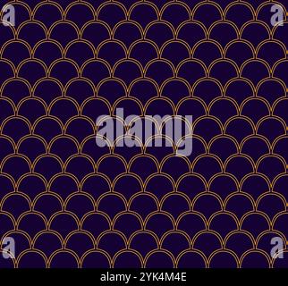 Vintage Art Deco Seamless Pattern. china asia traditional element. Graphic vector on dark background. Geometric decorative texture Stock Vector