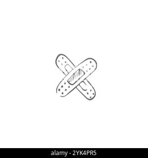 Adhesive plaster hand drawn outline doodle icon. Adhesive bandage as medical first aid concept vector sketch illustration for print, web, mobile and i Stock Vector