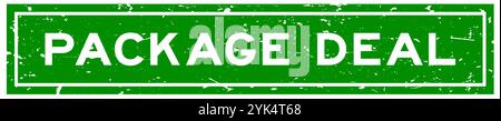 Grunge green package deal word square rubber seal stamp on white background Stock Vector